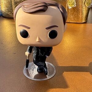 Funko Pop Figure with Black Suit and Brown Hair